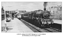 LMSR Jubilee 460 45577 Bengal - Shrewsbury - 27.8.1964