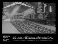 LMSR 2-6-2T 41243 in Bristol Temple Meads Old Station c 12.8.1960