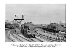 LMSR 4-6-0 45590 Travanacore & 0-6-0 4F 44143 Gloucester Eastgate 23 8 1959