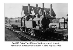 Ex LMS 0-4-4T 41900 Upton-on-Severn 23.8.1957
