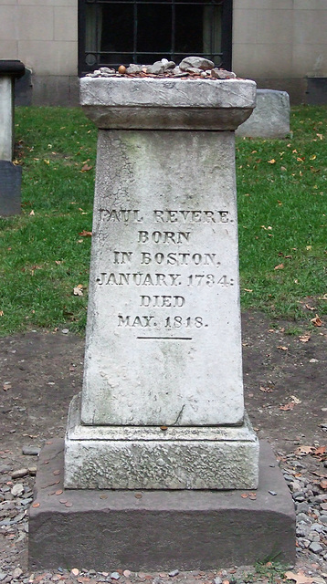 Paul Revere's Grave Marker in the Granary Burial Ground in Boston, October 2009