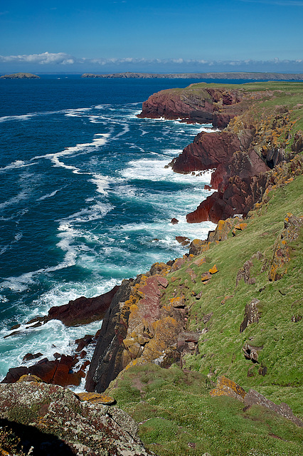 Red Sandstone cliffs and blue seas