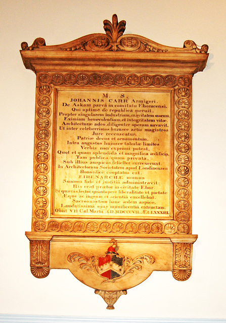 Memorial to the architect John Carr, Horbury Church, West Yorkshire