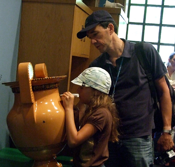 A Child Drawing on a Vase in the Family Forum of the Getty Villa, July 2008