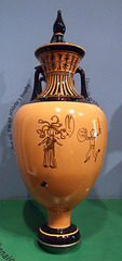 Reproduction of a Panathenaic Amphora in the Family Forum of the Getty Villa, July 2008