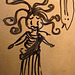 Detail of a Child's Drawing of Medusa on a Reproduction of a PanAthenaic Amphora in the Family Forum of the Getty Villa, July 2008