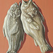 Detail of a Pair of Fish in a Roman Wall Painting Reproduction in the Large Peristyle in the Getty Villa, July 2008