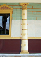 Detail of a Column in a Roman Wall Painting Reproduction in the Large Peristyle of the Getty Villa, July 2008