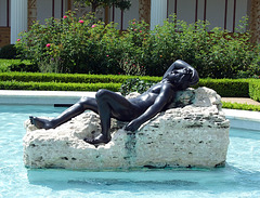 Reproduction of the Sleeping Satyr in the Large Peristyle in the Getty Villa, July 2008