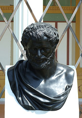 Reproduction of a Bust of Bearded Man in the Large Peristyle in the Getty Villa, July 2008