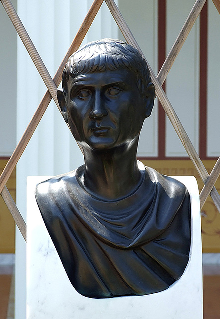 Reproduction of a Bust of Man in the Large Peristyle in the Getty Villa, July 2008