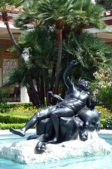 Reproduction of a Statue of a Drunken Satyr in the Large Peristyle of the Getty Villa, July 2008