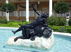 Reproduction of a Statue of a Drunken Satyr in the Large Peristyle of the Getty Villa, July 2008