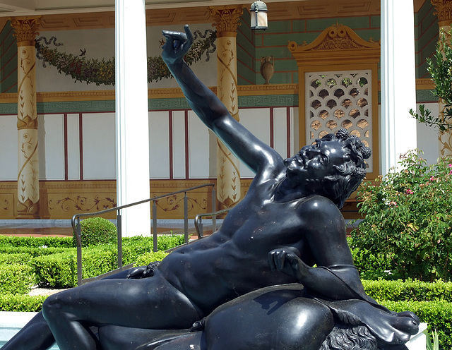 Detail of the Reproduction of a Statue of a Drunken Satyr in the Large Peristyle of the Getty Villa, July 2008