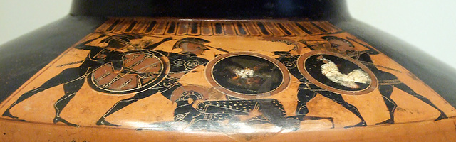 Detail of the Shoulder Decoration on a Hydria with Dionysos and Poseidon in the Getty Villa, July 2008