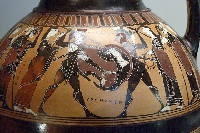 Detail of an Amphora with a Combat Scene in the Getty Villa, July 2008