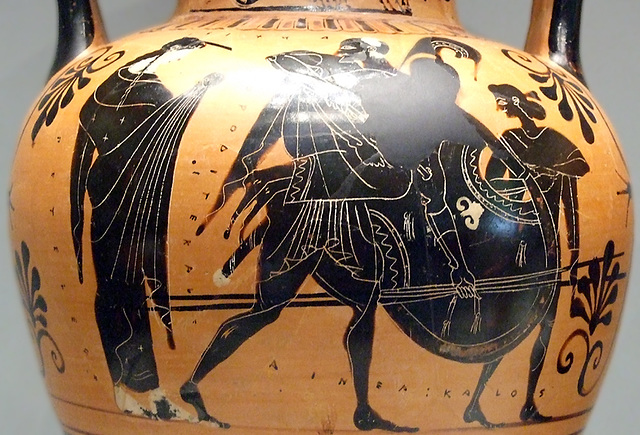 Detail of an Amphora with Aeneas Carrying Anchises in the Getty Villa, July 2008