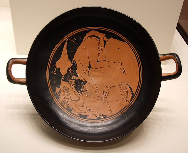 Kylix with a Satyr and a Nymph Attributed to Onesimos in the Getty Villa, July 2008