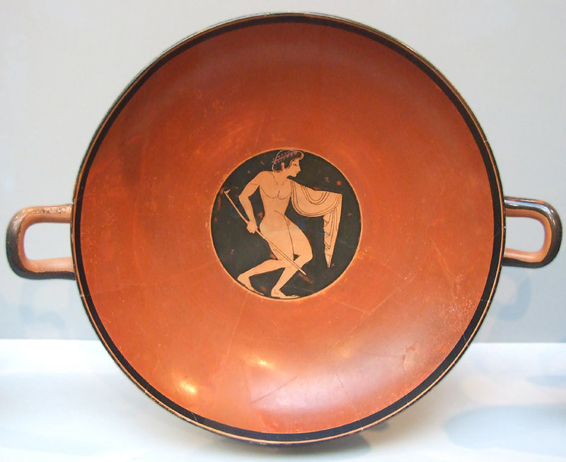 Coral Red Kylix with a Reveler in the Getty Villa, July 2008
