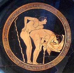 Detail of a Kylix with a Sex Scene Attributed to the Foundry Painter in the Getty Villa, July 2008