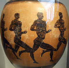 Detail of a Panathenaic Amphora with Runners in the Getty Villa, July 2008