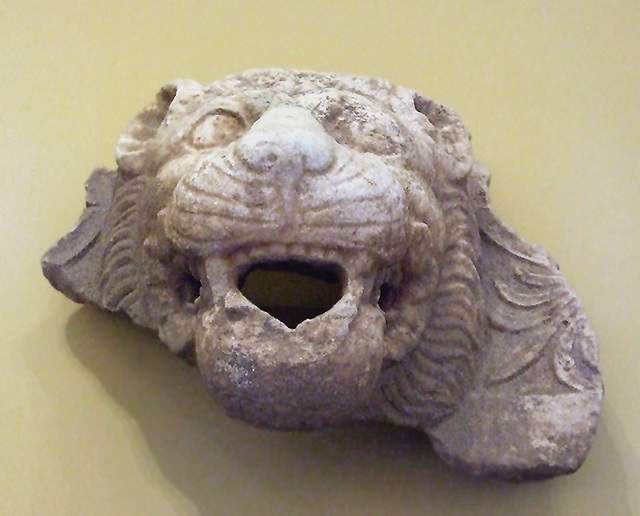 Fragment of a Lion's Head Waterspout in the Getty Villa, July 2008