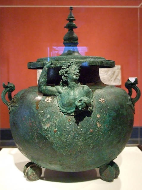 Lidded Cauldron with a Satyr in the Getty Villa, July 2008