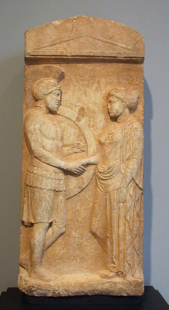 Gravestone of Philoxenos and Philoumene in the Getty Villa, July 2008