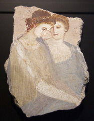 Roman Wall Painting Fragment with Two Women in the Getty Villa, July 2008