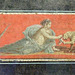 Detail of a Roman Wall Painting Fragment with a Woman and a Leopard in the Getty Villa, July 2008