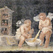 Detail of a Roman Wall Painting Fragment with Cupids and Psyches Making Perfume in the Getty Villa, July 2008