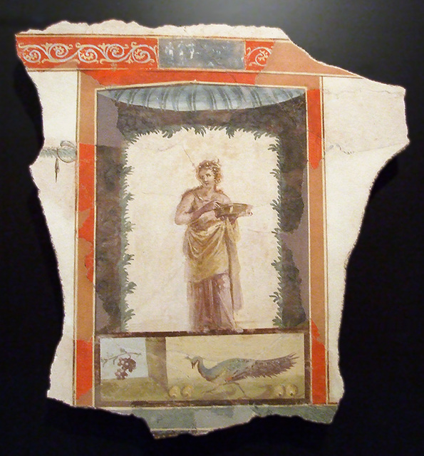 Roman Wall or Ceiling Fragment with a Maenad in the Getty Villa, July 2008