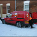 post van in the snow