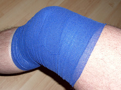 Blue knee bandage