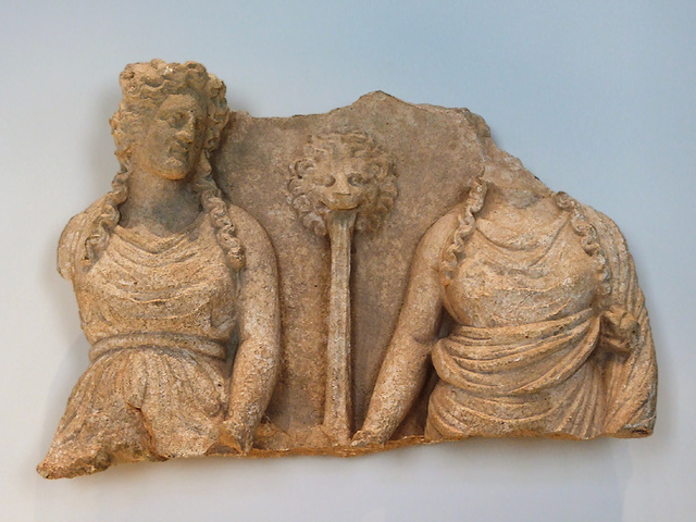 Fragment of a Relief with Two Women at a Fountain in the Getty Villa, July 2008