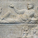 Detail of a Sarcophagus Panel with a Wool Merchant in the Getty Villa, July 2008