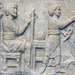 Detail of a Sarcophagus Panel with a Wool Merchant in the Getty Villa, July 2008