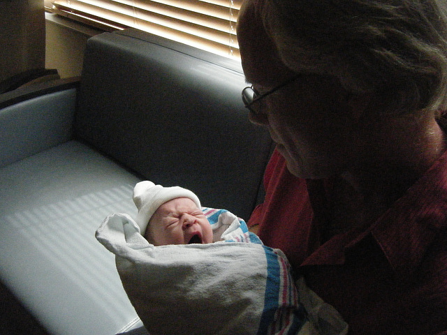 yawning at Grandpa Stephen