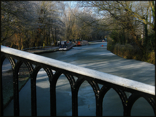 frozen canal at Isis Bridge