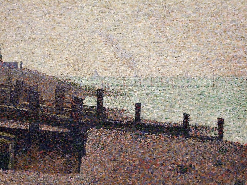 Detail of Evening, Honfleur by Seurat in the Museum of Modern Art, August 2007