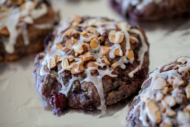 Blackberry Almond Scones with Almond Drizzle