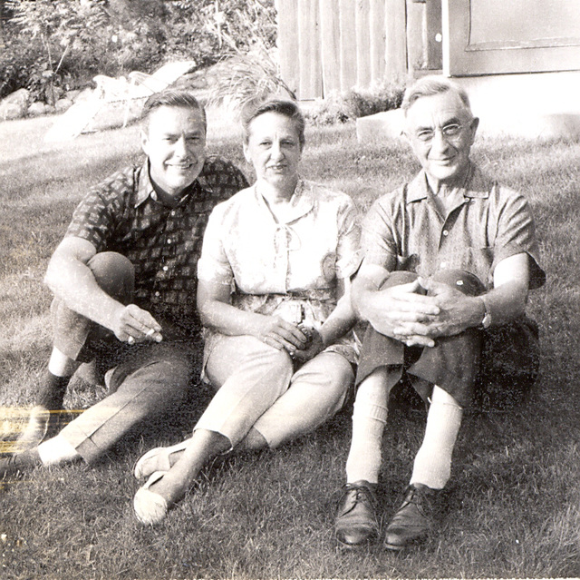 Dad, his cousin, Gladys Voss, and grandpa Rudy. c. 1959