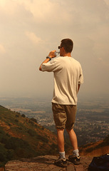 Martin Laurance (Lightningboy2000 on Flickr) enjoying some well earned refreshment near the Worcestershire Beacon, Great Malvern, England.