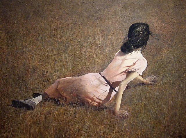 Detail of Christina's World by Andrew Wyeth in the Museum of Modern Art, August 2007
