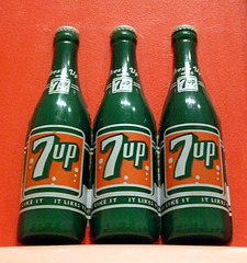 Detail of the 7-Up Bottles in Still Life #30 by Tom Wesselmann in the Museum of Modern Art, December 2007