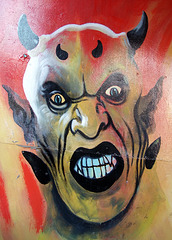 Detail of a Demon on the Dante's Inferno Haunted House Ride in Astroland in Coney Island, June 2008