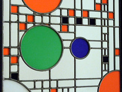Detail of the Clerestory Windows from the Avery Coonley Playhouse by Frank Lloyd Wright Stained Glass in the Museum of Modern Art, August 2007