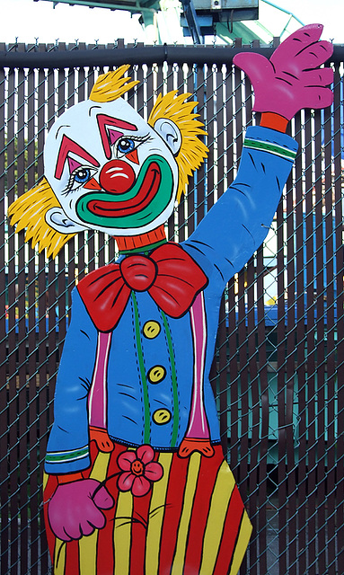 Clown Sign in Deno's Wonder Wheel Park in Coney Island, June 2008