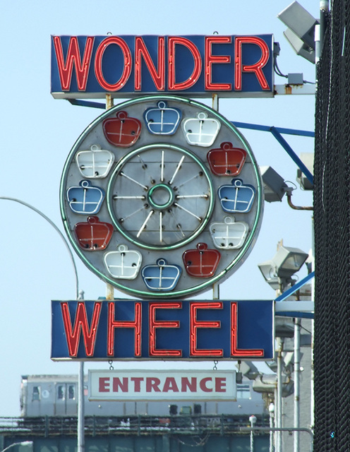 Wonder Wheel Neon Sign in Coney Island, June 2010