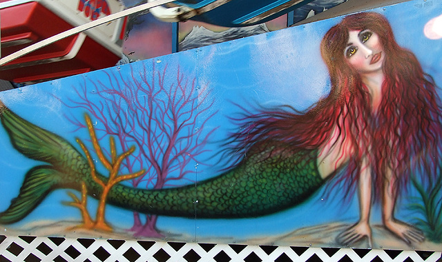 Mermaid Decoration on the Side of the Thunder Bolt Ride in Deno's Wonder Wheel Park in Coney Island, June 2008